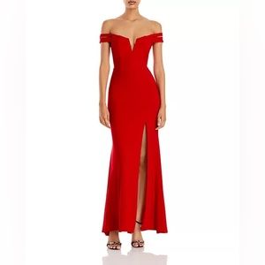 Red mermaid-style gown